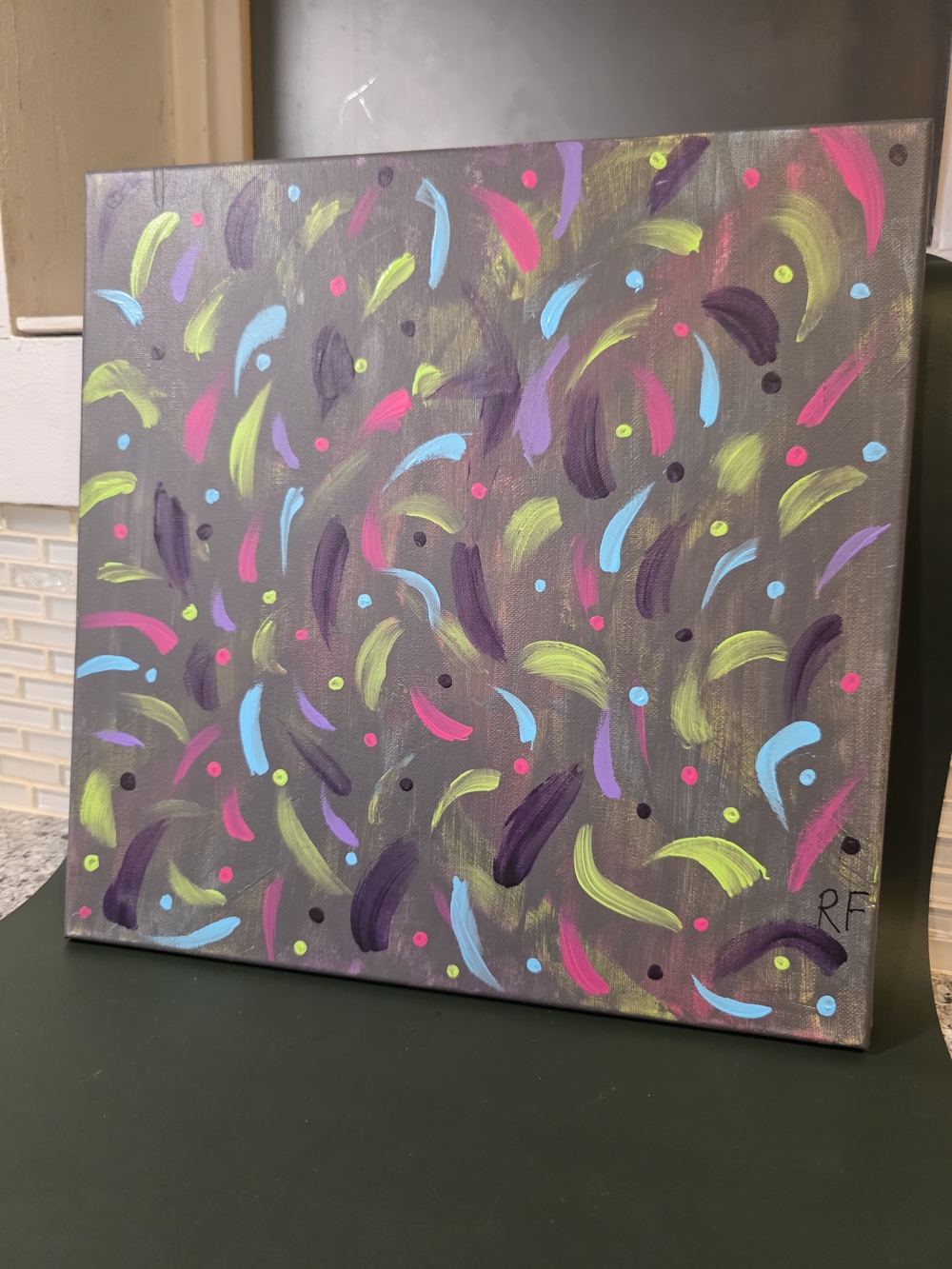 Abstract Confetti Wall Art in Purple, Blue, Pink & Green